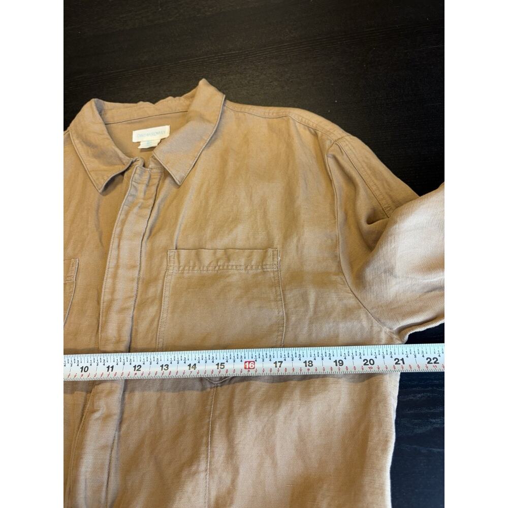 Cynthia Rowley Women's L Jacket Tan Linen Blend Utility Cropped Zip Front - Picture 6 of 7